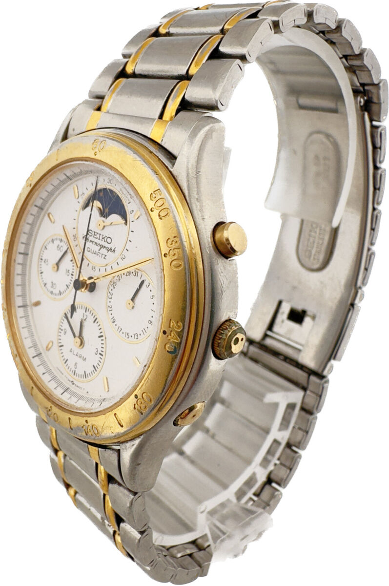 Vintage Seiko Moonphase Men's Quartz Chronograph Wristwatch Vintage Seiko Moonphase Men's Quartz Chronograph Wristwatch