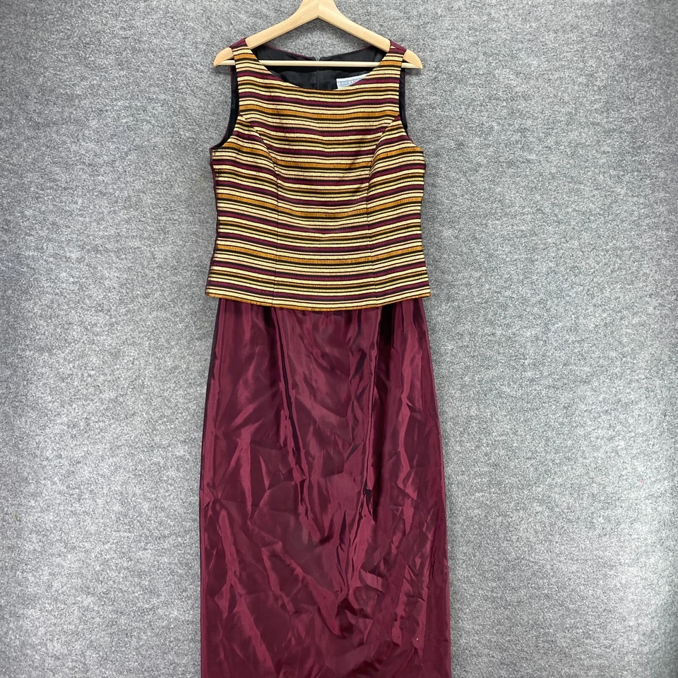 Платье женское Jessica Howard 12 красное в полоску сменное миди на молнии с подкладкой без рукавов - Изображение 3 из 4