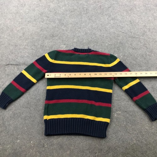 Polo Ralph Lauren Sweater Boys 7 Green Blue Yellow Striped Crewneck Knit * - Picture 10 of 12
