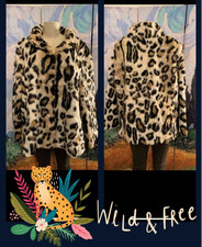 Donna Salyers 3x Brown Faux Fur Animal Print Satin Lined Long Sleeve Jacket