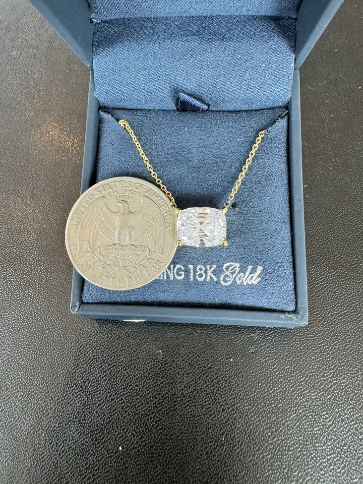 "Collar colgante Crislu de plata de ley de 18 k corte cojín Vermeil 16-18""" Foto 2 de 4