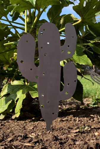 PIANTANA CACTUS PALO PICCHETTO GIARDINO CASA DECORATIVA ACCIAIO METALLO REGALO GRANDE F - Foto 3 di 3