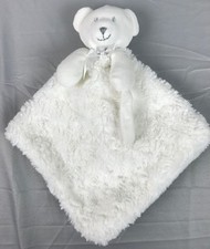 Blankets And Beyond White Gray Teddy Bear Security Blanket Pacifier Paci Holder
