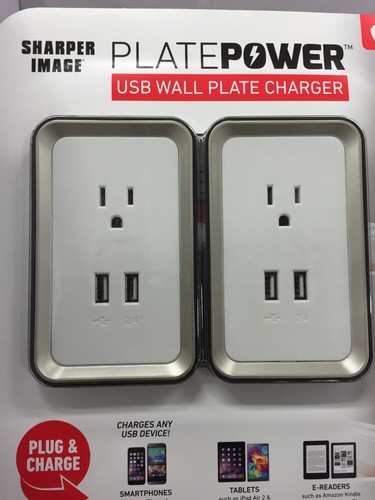 5X 2PK Sharper Image Power Plate USB Wall Charger Two-Pack Grounded Wall Outlet - Picture 3 of 9