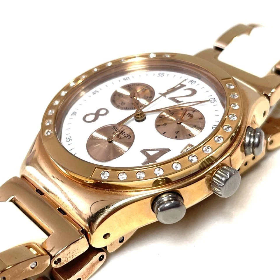 Swatch Irony YCG406G Cronógrafo Hombre Cuarzo Redondo Oro Rosa 40m Cerámica Analógico Foto 3 de 4