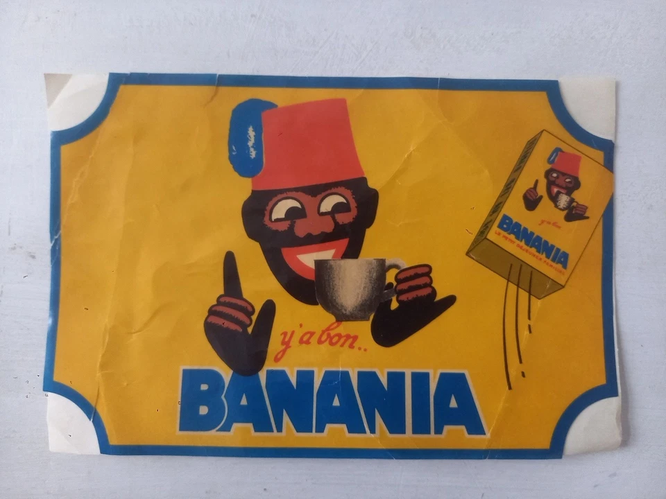 BANANIA Vitrophanie Vitrine Ancien Y'a Bon 1950's Collection EN L'ÉTAT !!  - Photo 1/4