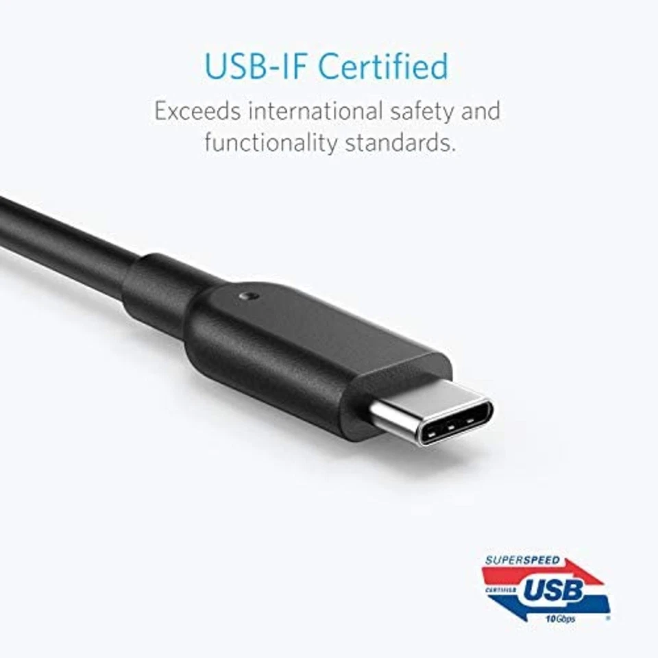 Anker PowerLine II USB-C & USB-A 3.1 Gen2 Cable 3ft Black F/S w/Tracking# Japan - Image 4 of 4