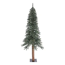 Vickerman 84" Plastic Natural Bark Alpine Artificial Christmas Tree in Green