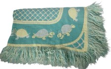 Turtle Little Set Acrylic Baby Blanket Woven Fringe Japan Blue