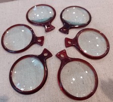 6 Vintage Plastic Handle Magnifying Glass . 1 3/4". TOY