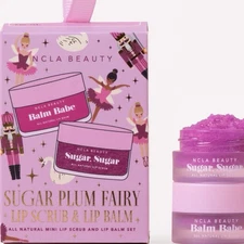 NCLA 2 Beauty Piece Sugar Plum Fairy Lip Care Ornament Set Lip Scrub & Lip Balm