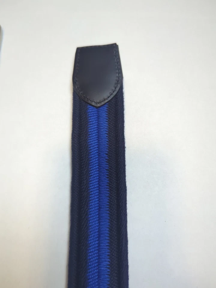 New Tommy Bahama Men's Stretch Belt Size L 38-40 Blue Woven Cotton Leather Ends - Image 3 of 4
