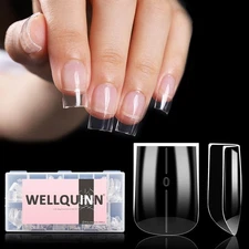 Short Square Nail Tips, 510Pcs Thick Straight Full Cover Fake Nails, Sharp Sq...
