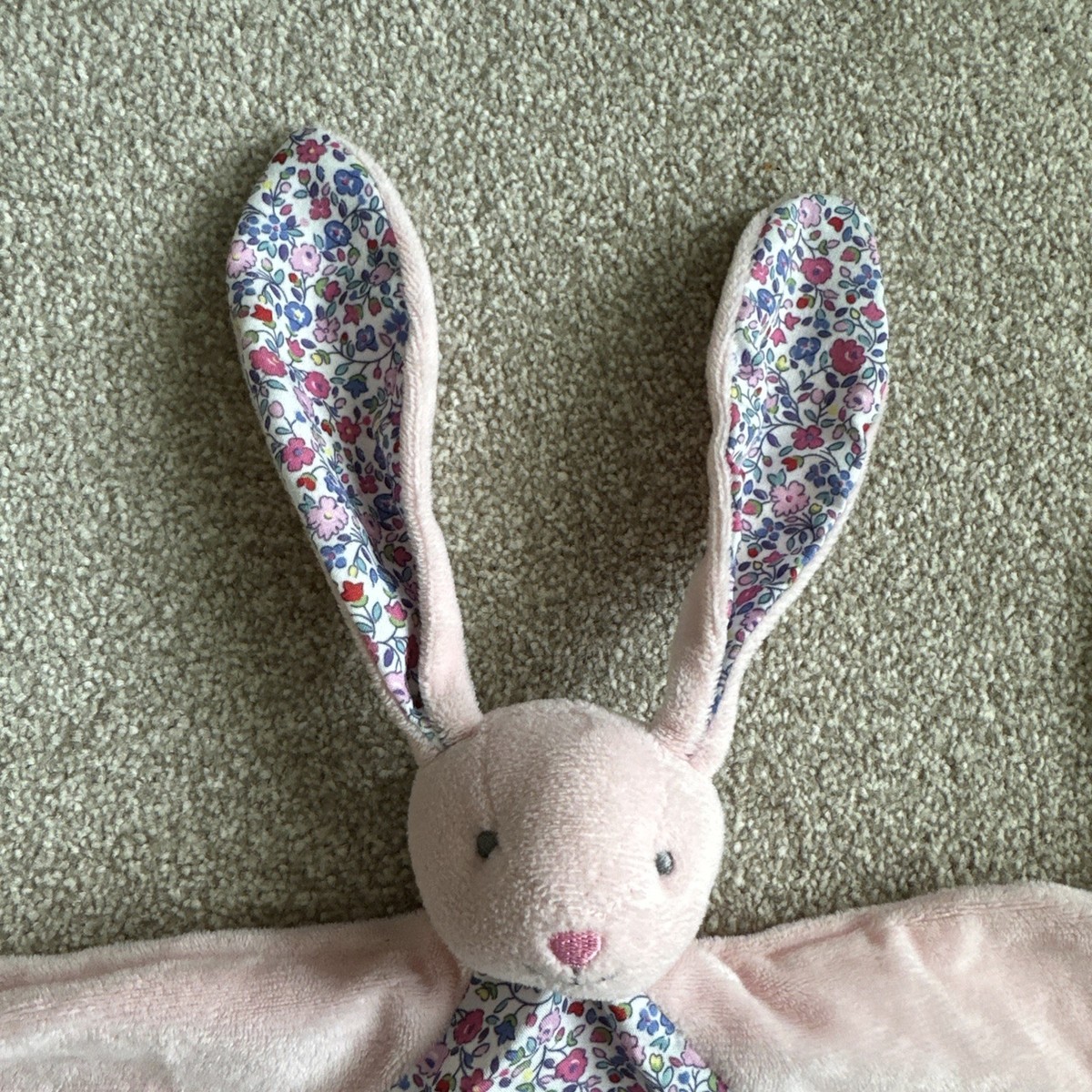 JoJo Maman Bebe Pink Bunny Floral Soft Baby Comforter Blankie gc