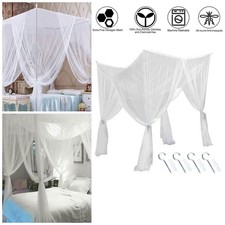 4 Corners Post Bed Canopy Curtain Mosquito Net Or Frame Single Double King UK