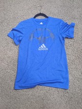 New Adidas Boys Blue Soccer Logo Short Sleeve Crew Neck T-Shirt Size M