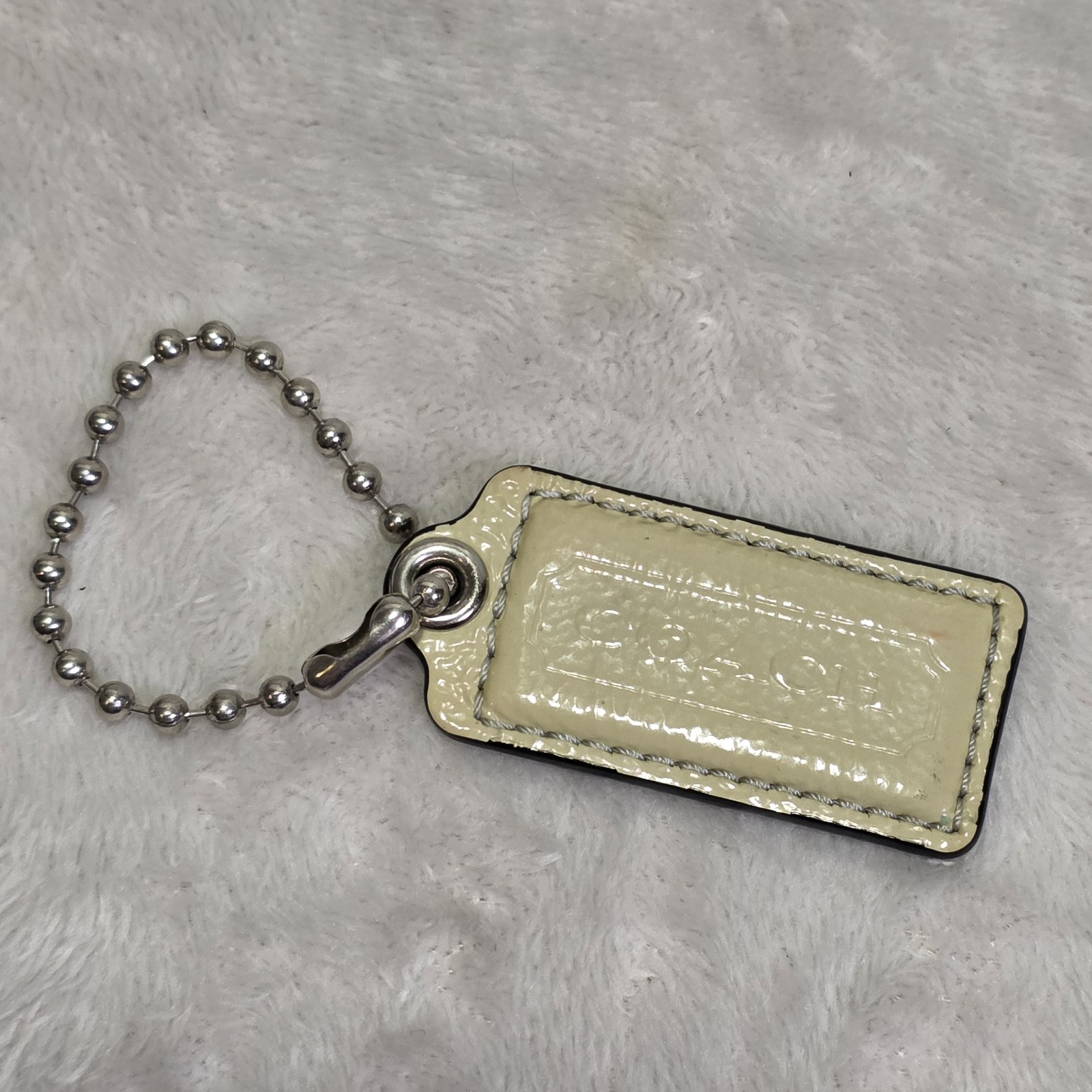 COACH Putty Tan Leather Keychain Charm