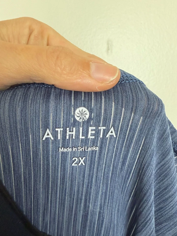 Athleta Soft Knit Long Sleeve Activewear Tunic Top 2X High Low Hem Blue - Image 3 of 4