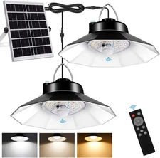 Solar Shed Lights Indoor Outdoor Dual Solar Pendant Daytime Work Lights with 3 C