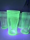 Depression Era 1930’s Hocking Glass Company Set Of 6 Uranium Drinking Glasses 5”