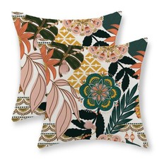 Boho Floral Pillow Covers 20x20 Inch Set of 2, Flower Spring Throw Pillows Ru...