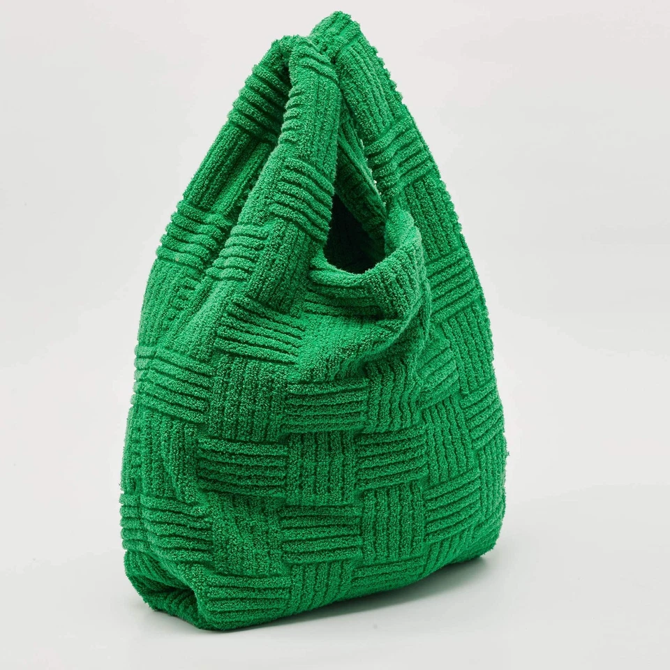 Bottega Veneta Green Intreccio Jacquard Terry Cloth Tote - Image 3 of 4