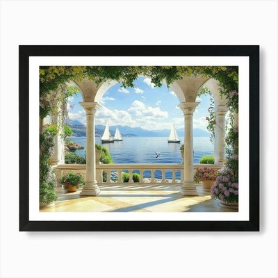 Mittelmeer Meerblick Kunstdruck gerahmt Wandbild Poster Leinwanddruck Bild