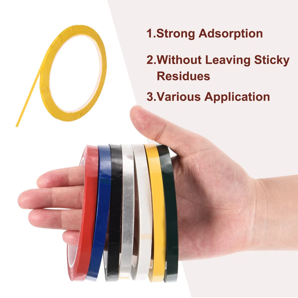 10 Rolls Whiteboard Tape Thin 3mm 54.7 Yard Thin Pinstripe Tape, Yellow Foto 3 de 4