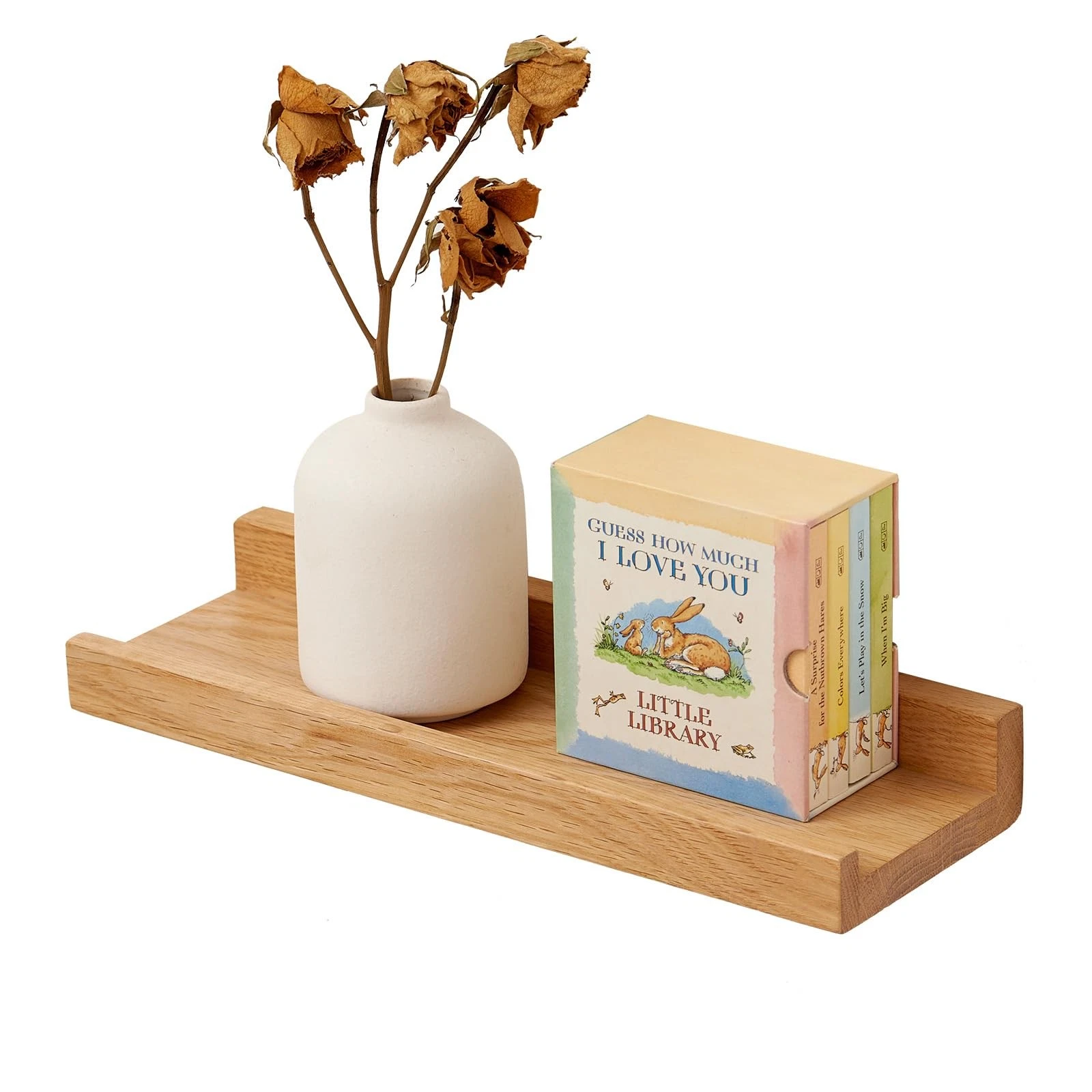 Oak Floating Shelves 24x4 Inch Deep Natural Solid Wood Picture Ledge Shelf