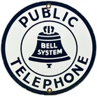 VINTAGE BELL SYSTEM PUBLIC PAYPH0NE PORCELAIN SIGN GAS STATION OIL TELEPHONE ATT