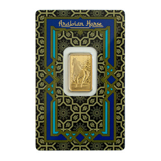 Lingotto d'oro PAMP 5 grammi 9999 Arabian Horse con scatola originale incl. ciondolo a catena