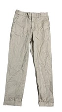 H M Beige Solid Chino Pants Teens US 2 Cotton Elastane Flat Front Zip