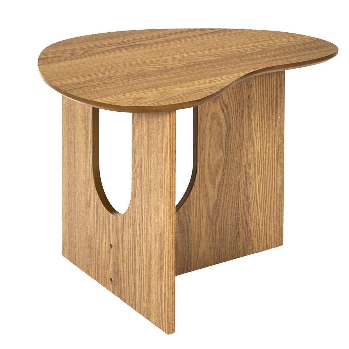 Table d'appoint asymétrique Calypso en bois noble marron de 60cm