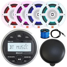 JBL PRV-175 Receiver, Cover, 4x 8" 500W White RGB LED Speakers, Antenna, Wire