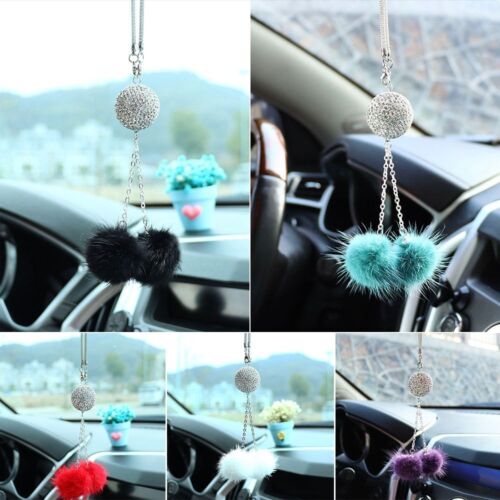 Rearview Mirror Ornaments Car Crystal Hairball Pendant Auto Accessories - Photo 1/14