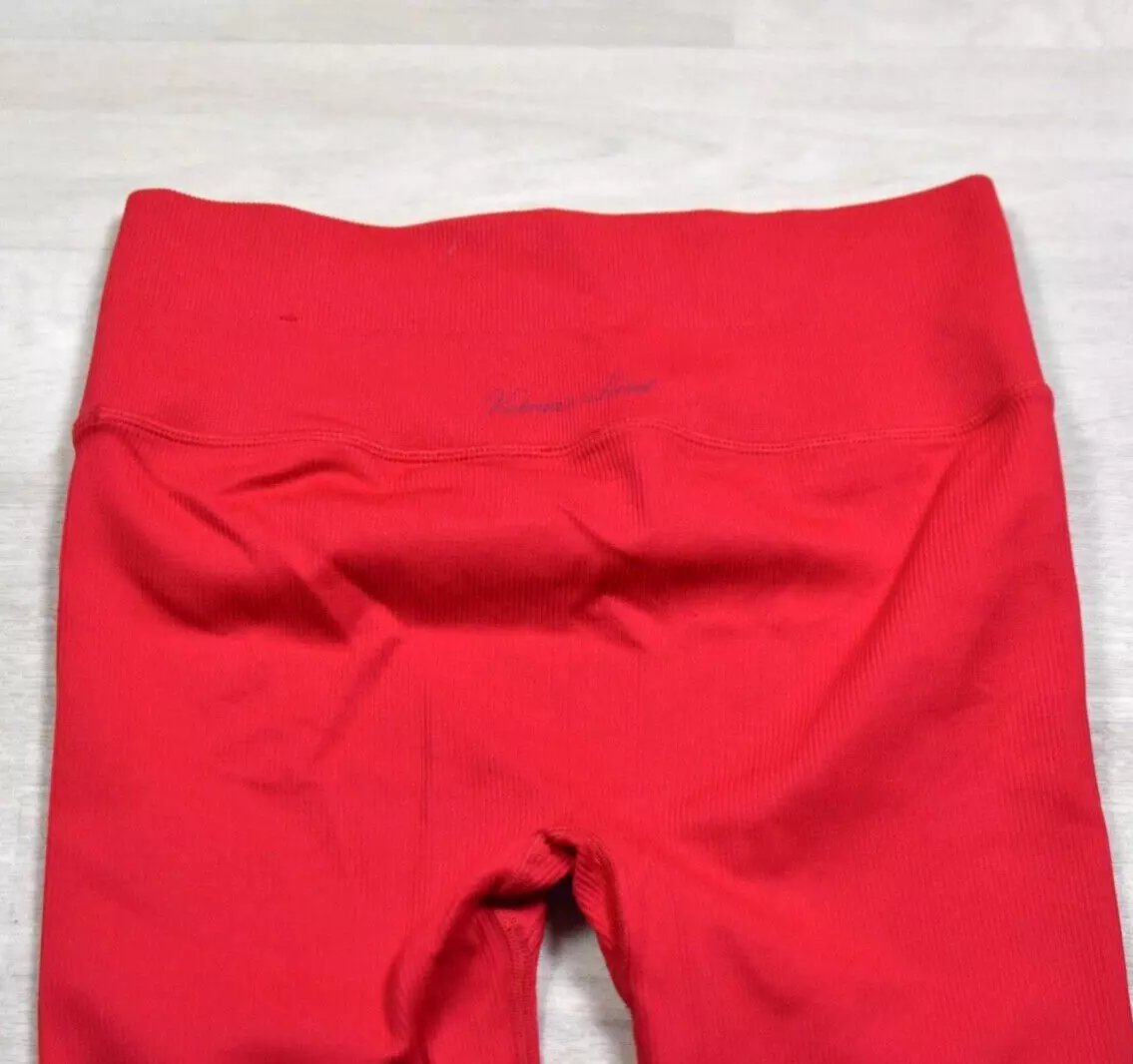victoria-secret-vs ribbed knit high waist seamless hot coral leggings