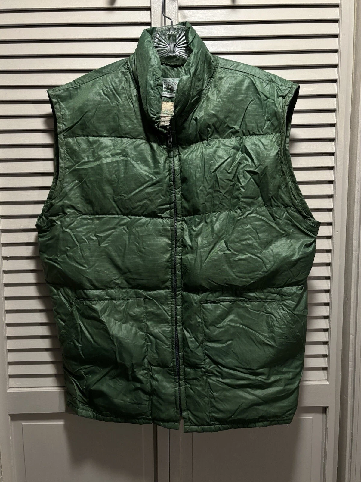 Vintage Pacific Trail Green Puffer Vest Brown Zip Up Pockets Size See Measures