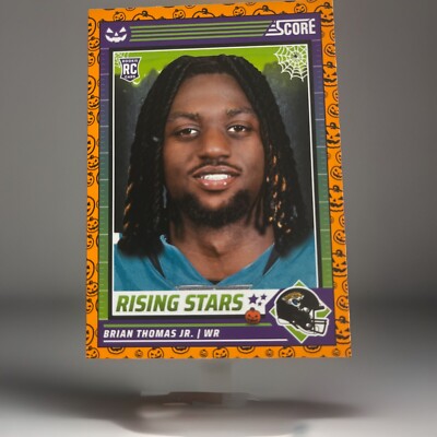 2024 Score Football Halloween Pumpkin Rising Stars Card #7 Brian Thomas Jr.  RC