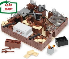 Finger Rock WW2 Military Base Bunker Trench Building Set, 8 in 1 Army Battle Sce