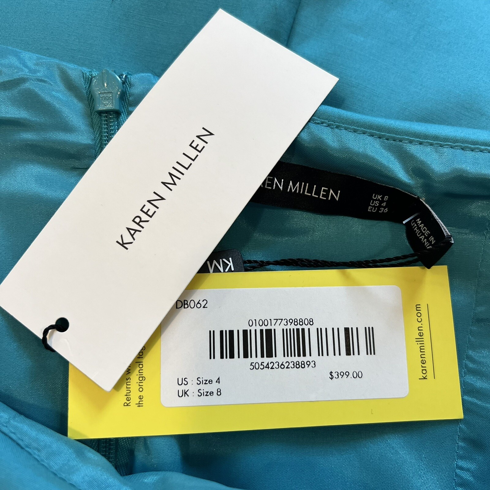 Karen Millen Teal Off-The-Shoulder A-Line Dress US4 NWT image 6