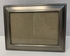 Photo Frame Holds 5x7  Picture Beaded Edge Brushed Silver-tone