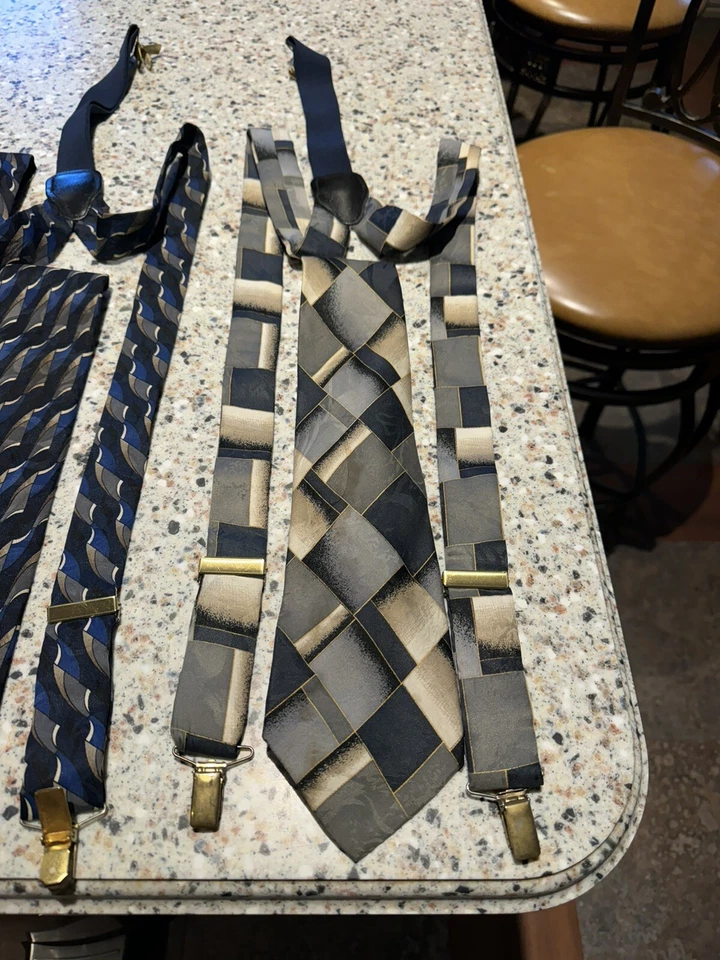 DAVID TAYLOR Mens Tie and Suspenders Sets Lot Of 4 - Image 2 of 4