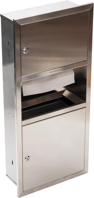 Mind Reader Paper Towel Dispenser and Trash Can, Wall-Mounted, Silver
