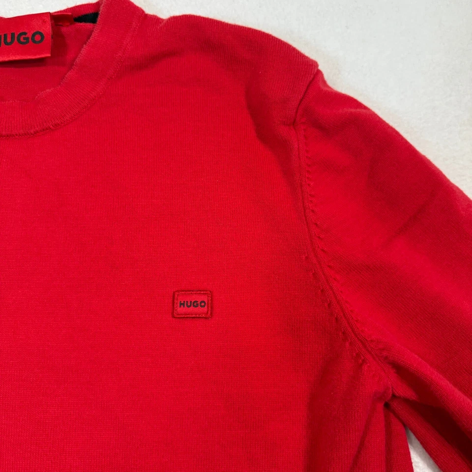 Suéter Hugo Boss Mujer L Rojo Logo San Cassius Ajuste Clásico Cuello Redondo Pullover Foto 2 de 4