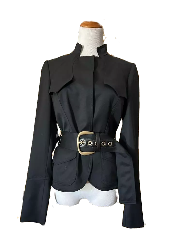 Rare veste ceinturée noire Gucci Tom Ford 2004