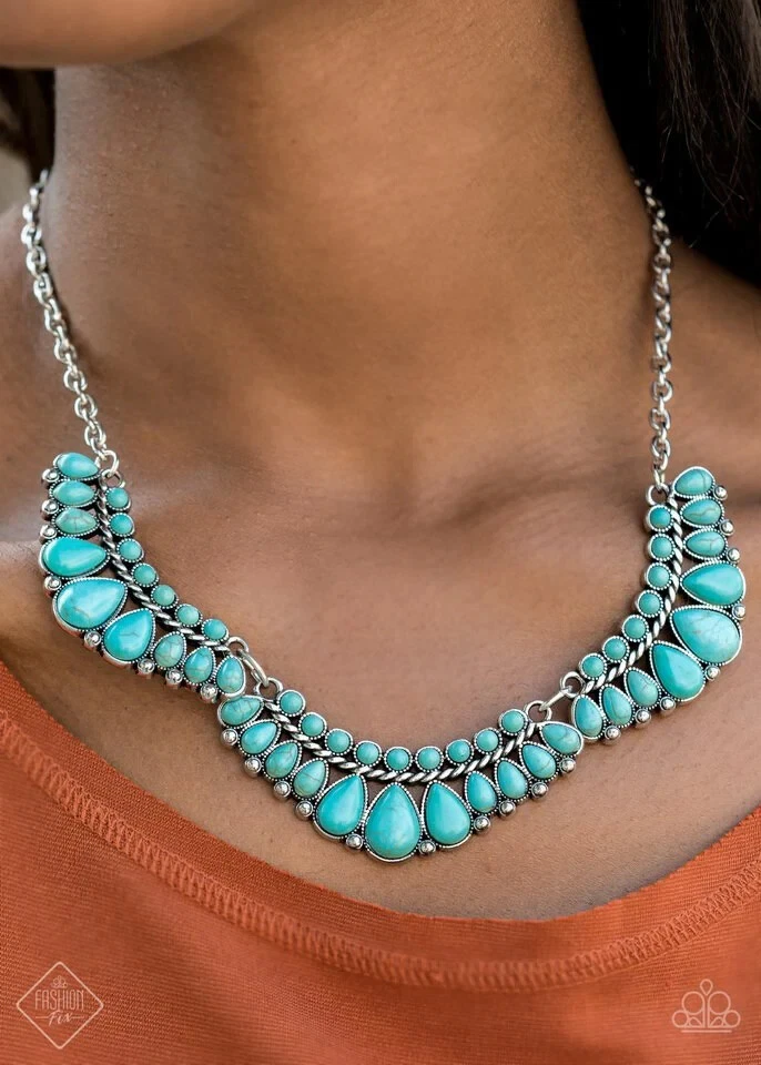 Paparazzi Necklace Naturally Native Blue Turquoise Crackle Stone