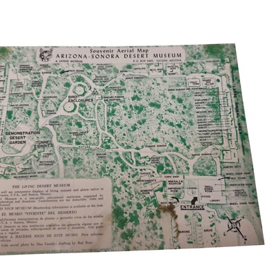 Souvenir Aerial Map Of Arizona-Sonora Desert Museum Printed Guide