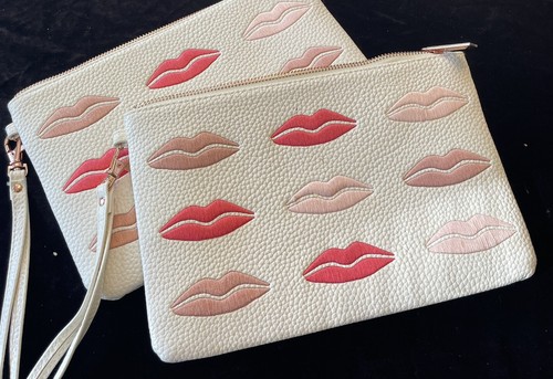 BeautyBio Makeup 2  Bags Storage Cosmetic Case Lips Faux Leather Gently Used