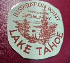 Vintage Travel Decal Water Transfer INSPIRATION POINT LAKE TAHOE NEVADA