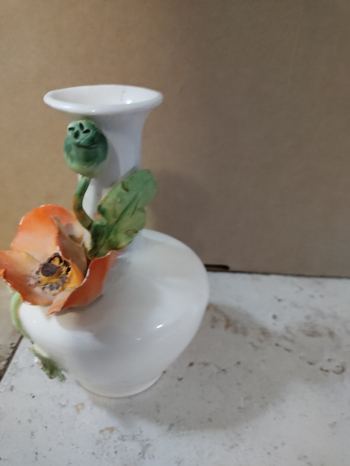 Antique Porcelain Bud Vase with Hand Painted Raised Flower | eBay